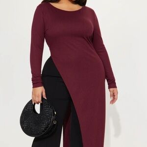 Causal Statement Ribbed Top - Wine